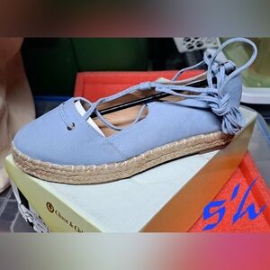 Chase + Chloe Light Blue Espadrille Flats